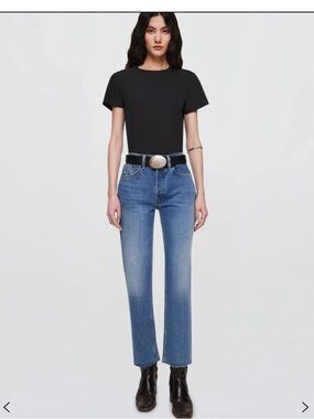 New Re/Done High-Rise Straight Jeans - Light Blue Sz 25 $265